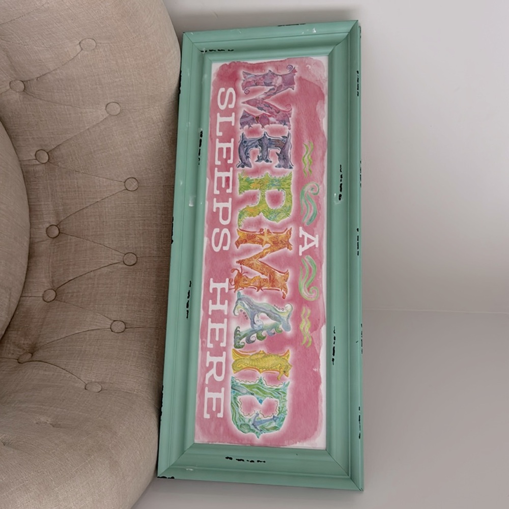 A Mermaid Sleeps Here wall hanging
